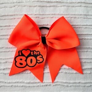 I Love the 80’s Neon Orange Cheerleading Bow
